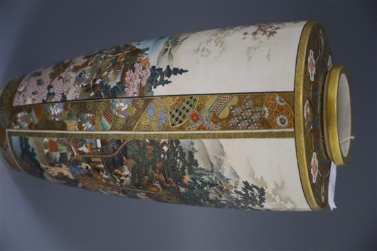 A large Exhibition quality Satsuma pottery vase, by Ryozan, Meiji period, H.37.5cm